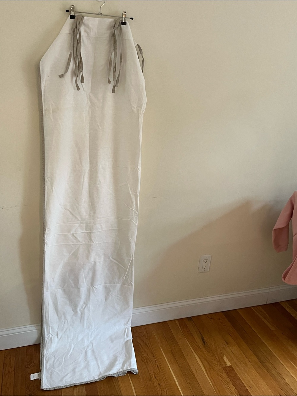 Pottery Barn Kids White ivory curtains with Gray Tie Straps 3 panels